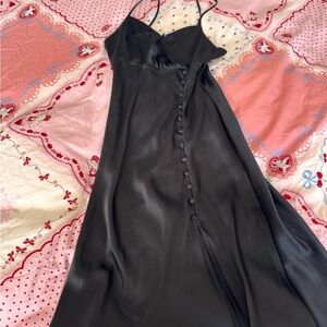 Elegant Black Satin Slip Dress